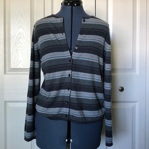 Style & Co Blue Striped Button-Up Sweater